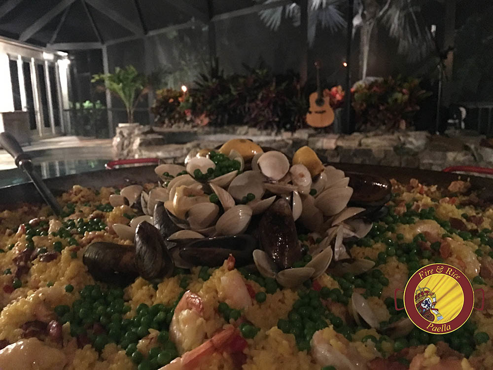 Seafood paella dinner party