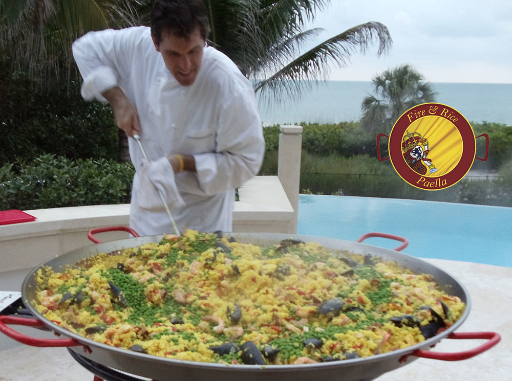 Authentic paella by the pool